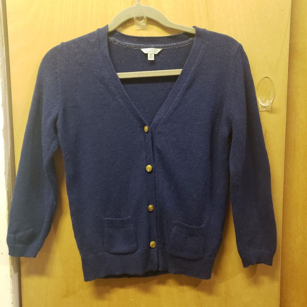 I Love H81 Women's Blue Cardigan Button Down V Neck Wool Blend Small Pit-pit 18"